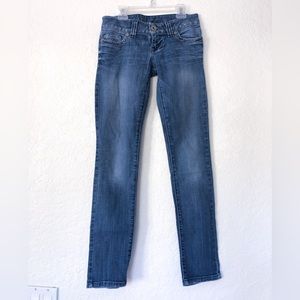 Vintage Y2K 90s Guess Daredevil Blue Jeans Skinny Leg Low Rise Size 24